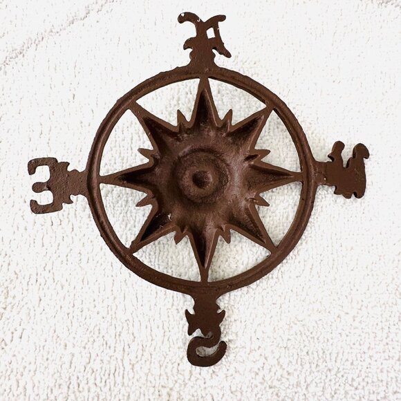 Rustic Cast Iron Compass Rose Wall Decor – Nautical Vintage Style - Picture 3 of 7